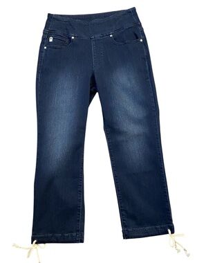 Belle by Kim Gravel Capri Crop Denim Jeans Triple Luxe Pull On
Dark Indigo Sz 6